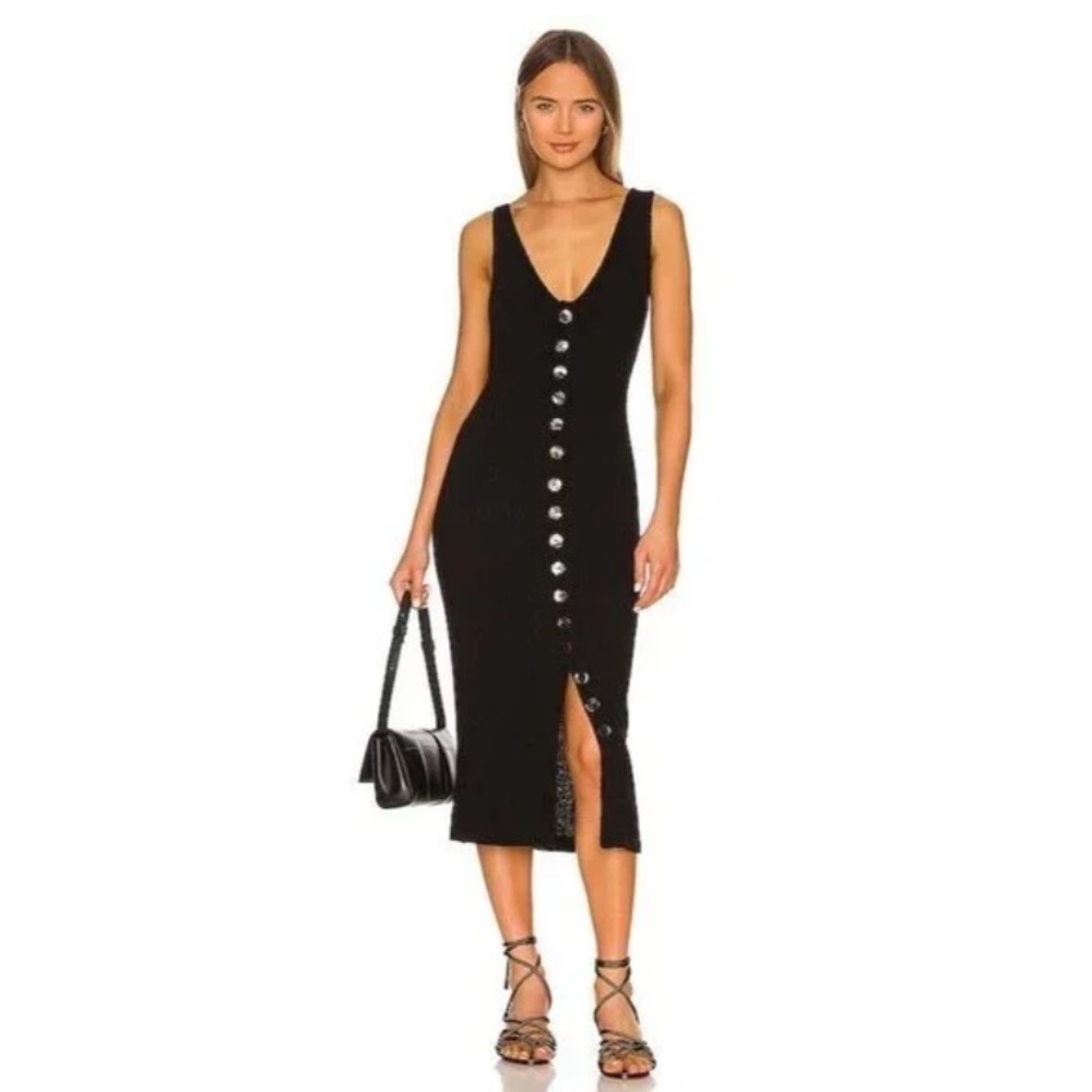 ENZA COSTA Terry Knit Cardigan Dress Black